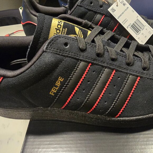 Adidas Superstar ADV X Felipe Gustavo - JR7831 2025 BLACK SUEDE MENS 10 NEW - Picture 1 of 16